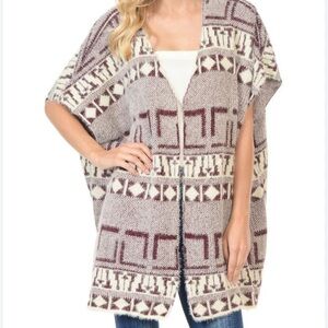 GeeGee Aztec Cardigan Tribal Sweater Furry Vest‎ size S/M